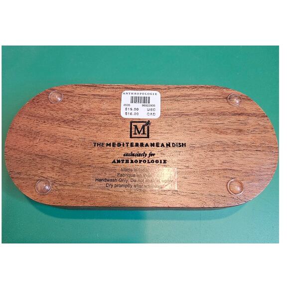 Anthropologie The Mediterranean Dish Acacia Wood Salt Pepper Cellar NEW tags - Picture 3 of 8